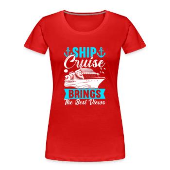 Kreuzfahrt Urlaub Kreuzfahrtschiff - Frauen Premium Bio T-Shirt - Rot - Vorne - Mia (176cm)