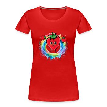 Regenbogen Erdbeeren Erdbeere Obst Früchte - Frauen Premium Bio T-Shirt - Rot - Vorne - Mia (176cm)