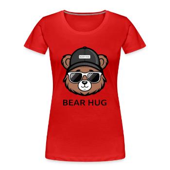 OURS BRUN, CÂLIN D’OURS - T-shirt bio Premium Femme - rouge - Devant - Mia (176cm)