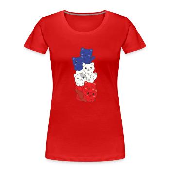 french flag cat french france - Women's Premium Organic T-Shirt - red - Front - Mia (176cm)
