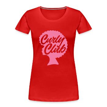 Cheveux bouclés Boucles afro Cheveux naturels - T-shirt bio Premium Femme - rouge - Devant - Mia (176cm)