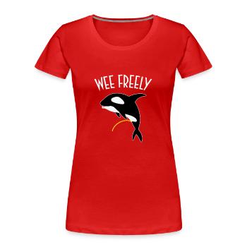 Wee Freely T-Shirt - Funny Killer Whale Orca Pun - Women's Premium Organic T-Shirt - red - Front - Mia (176cm)