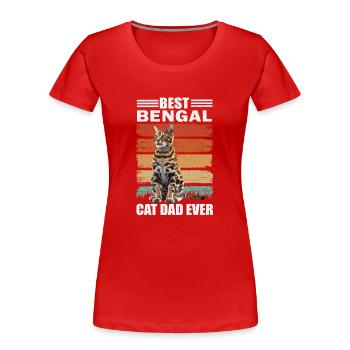 Bengal Papa Katze - Frauen Premium Bio T-Shirt - Rot - Vorne - Mia (176cm)