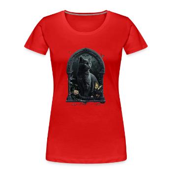 Chat Chartreux - T-shirt bio Premium Femme - rouge - Devant - Mia (176cm)