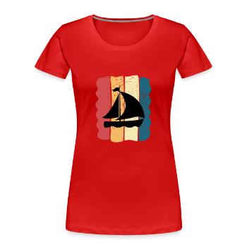 Bateau Homme Idée Cadeau Matelot Vintage Voilier - T-shirt bio Premium Femme - rouge - Devant - Mia (176cm)