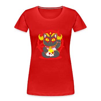 Porte-bonheur Maneki Neko Japon - T-shirt bio Premium Femme - rouge - Devant - Mia (176cm)
