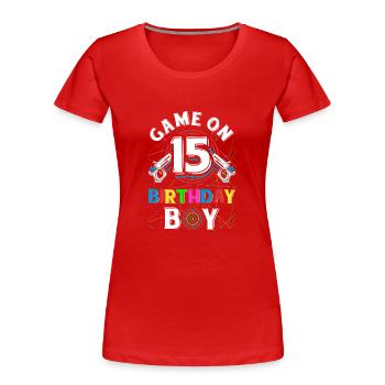Lasertag Game On 15 Birthday Boy Indoor Laser Tag - Frauen Premium Bio T-Shirt - Rot - Vorne - Mia (176cm)