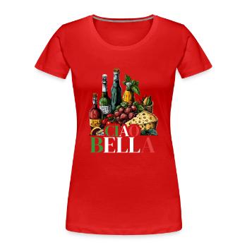 Ciao Bella - Frauen Premium Bio T-Shirt - Rot - Vorne - Mia (176cm)
