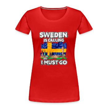 Schweden - Frauen Premium Bio T-Shirt - Rot - Vorne - Mia (176cm)
