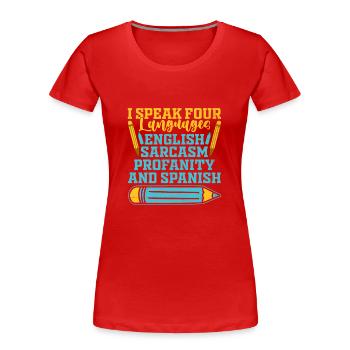 Professeur de langues étrangères École Professeurs de langues - T-shirt bio Premium Femme - rouge - Devant - Mia (176cm)