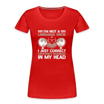 Professeur de langues étrangères École Professeurs de langues - T-shirt bio Premium Femme - rouge - Devant - Mia (176cm)