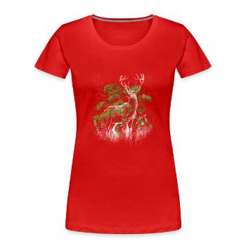Bois de chevreuil Chevreuil naturel Chevreuil sauvage - T-shirt bio Premium Femme - rouge - Devant - Mia (176cm)