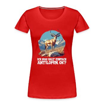 Antelope Antilopen Antilope - Frauen Premium Bio T-Shirt - Rot - Vorne - Mia (176cm)