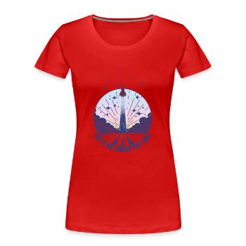 Der Himmel ist nicht mehr die Grenze - blau - Frauen Premium Bio T-Shirt - Rot - Vorne - Mia (176cm)