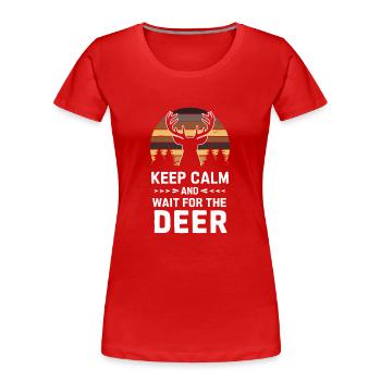 Erlebe Die Spannung Der Hirschjagd Im Wald Mit - Frauen Premium Bio T-Shirt - Rot - Vorne - Mia (176cm)