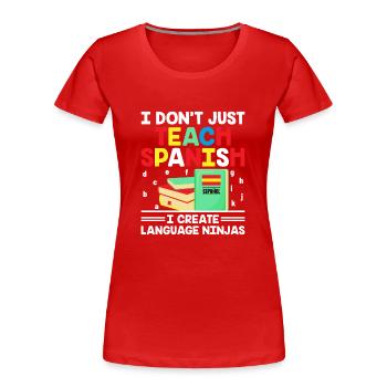 Professeur de langues étrangères École Professeurs de langues - T-shirt bio Premium Femme - rouge - Devant - Mia (176cm)