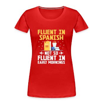 Professeur de langues étrangères École Professeurs de langues - T-shirt bio Premium Femme - rouge - Devant - Mia (176cm)