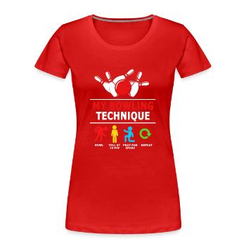 Bowling - Frauen Premium Bio T-Shirt - Rot - Vorne - Mia (176cm)