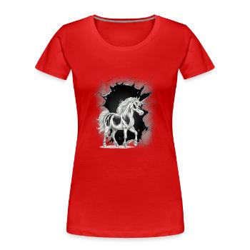 Licornes, Licornes, Créatures Mythiques, Créatures Mythiques, Mystique - T-shirt bio Premium Femme - rouge - Devant - Mia (176cm)