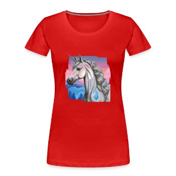 Licorne Licornes Créatures mythiques Animaux mythiques Enfant Cheval - T-shirt bio Premium Femme - rouge - Devant - Mia (176cm)