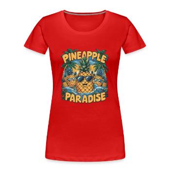 ANANAS-PARADIES - Frauen Premium Bio T-Shirt - Rot - Vorne - Mia (176cm)