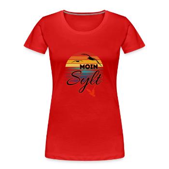 Moin Sylt mit Möwe im Retro Style-Insel Sylt - Frauen Premium Bio T-Shirt - Rot - Vorne - Mia (176cm)