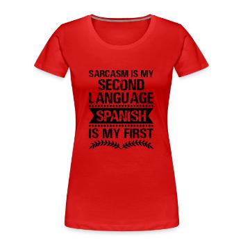 Professeur de langues étrangères École Professeurs de langues - T-shirt bio Premium Femme - rouge - Devant - Mia (176cm)