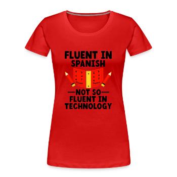 Professeur de langues étrangères École Professeurs de langues - T-shirt bio Premium Femme - rouge - Devant - Mia (176cm)