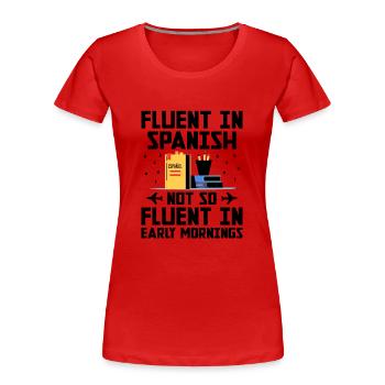 Professeur de langues étrangères École Professeurs de langues - T-shirt bio Premium Femme - rouge - Devant - Mia (176cm)