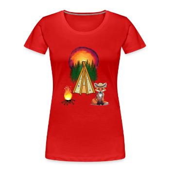 Tipi Lagerfeuer Wilder Westen Fuchs Wald Western - Frauen Premium Bio T-Shirt - Rot - Vorne - Mia (176cm)