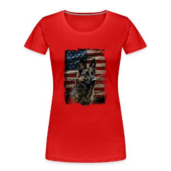 Norwegian Elkhound America Usa - Women's Premium Organic T-Shirt - red - Front - Mia (176cm)