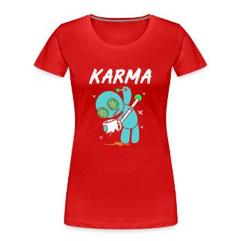 Karma vaudou - T-shirt bio Premium Femme - rouge - Devant - Mia (176cm)