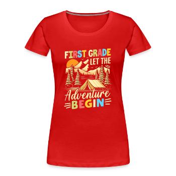 Première année : que l’aventure commence - T-shirt bio Premium Femme - rouge - Devant - Mia (176cm)
