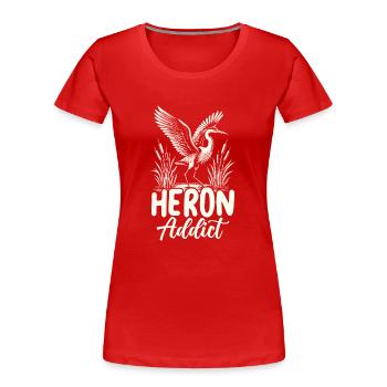 Héron accro - T-shirt bio Premium Femme - rouge - Devant - Mia (176cm)