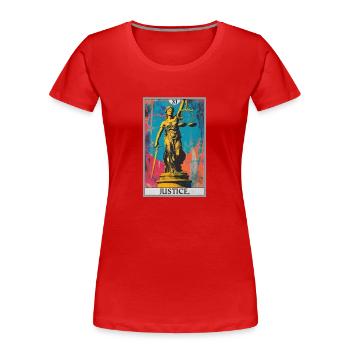 Tarotkarten Tarotkarte Justice Gerechtigkeit - Frauen Premium Bio T-Shirt - Rot - Vorne - Mia (176cm)