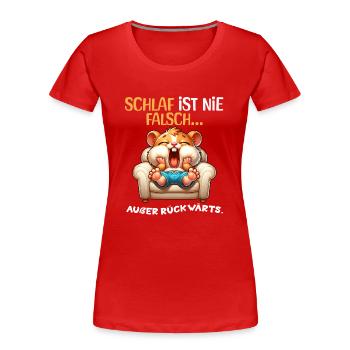Bin Müde Faul Lustige Schlafanzug Morgenmuffel - Frauen Premium Bio T-Shirt - Rot - Vorne - Mia (176cm)