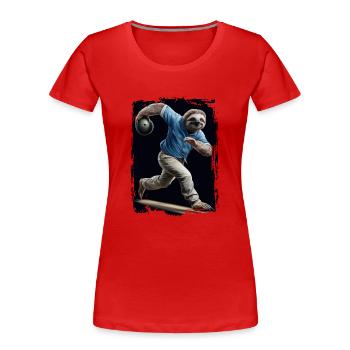 Faultier spielt Bowling Geschenk - Frauen Premium Bio T-Shirt - Rot - Vorne - Mia (176cm)