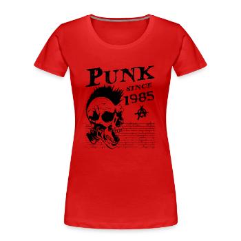 Punks Not Dead, punk depuis 1985, 39 ans et - T-shirt bio Premium Femme - rouge - Devant - Mia (176cm)