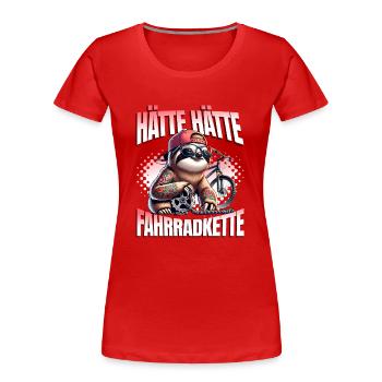 Lustiges Radfahrer - Hätte Hätte Fahrradkette - Frauen Premium Bio T-Shirt - Rot - Vorne - Mia (176cm)
