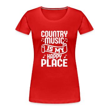 Country Music Is My Happy Place Western Cowboy - Frauen Premium Bio T-Shirt - Rot - Vorne - Mia (176cm)