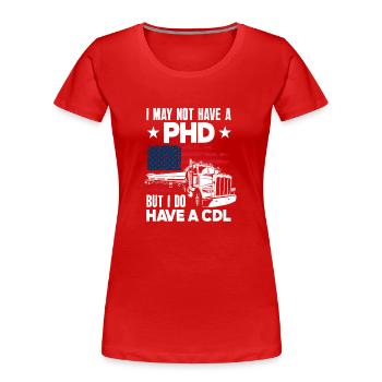 Drapeau américain disant chauffeur de camion - T-shirt bio Premium Femme - rouge - Devant - Mia (176cm)