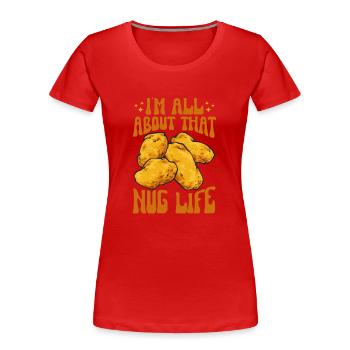 Nuggets de poulet Nuggets de poulet - T-shirt bio Premium Femme - rouge - Devant - Mia (176cm)