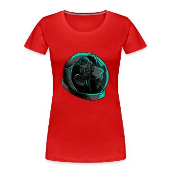 Cool Astronaut Monkey Head T-Shirt - Funny Ape - Women's Premium Organic T-Shirt - red - Front - Mia (176cm)