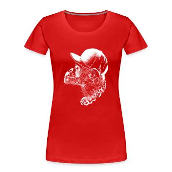 Cool Thug Monkey Head With Cap And Necklace Funny - Women's Premium Organic T-Shirt - red - Front - Mia (176cm)