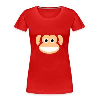 Cute Monkey Whole Face Ape Animal Primate Lover - Women's Premium Organic T-Shirt - red - Front - Mia (176cm)