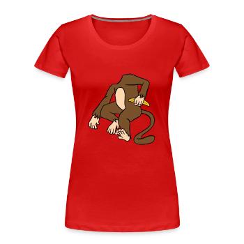 Monkey Body Holding A Banana Funny Ape Primate - Women's Premium Organic T-Shirt - red - Front - Mia (176cm)