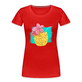 Sensations d’été à l’ananas - T-shirt bio Premium Femme - rouge - Devant - Mia (176cm)