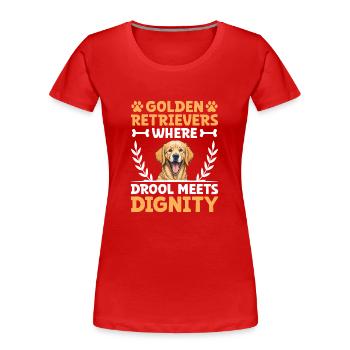 Golden Retrievers où la bave rencontre la dignité GR Dog - T-shirt bio Premium Femme - rouge - Devant - Mia (176cm)