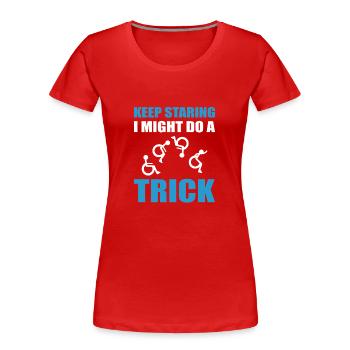 Rollstuhl - Frauen Premium Bio T-Shirt - Rot - Vorne - Mia (176cm)