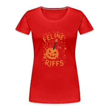 Musikalisch Kürbis Herbst Vibes Gespenstisch - Frauen Premium Bio T-Shirt - Rot - Vorne - Mia (176cm)